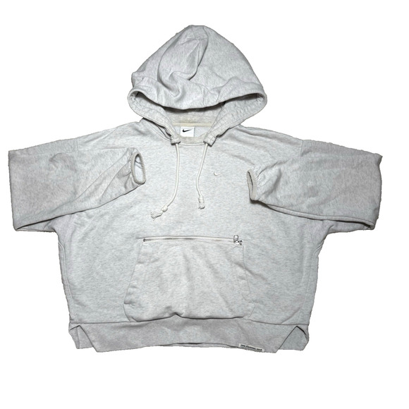 Nike Standard Issue Hoodie Womens Small Heather Gray Fly Swoosh Pullover Crop - Picture 1 of 8
